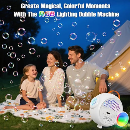 Bubble Machine for Kids Toddlers, Automatic Bubble Blower with RGB Light, 4000+ Bubbles/Min Bubble Maker with 10 Refill Packs, Easter Christmas Birthday Party Gifts for 3 4 5 6 7 8 Year Old Boy Girl