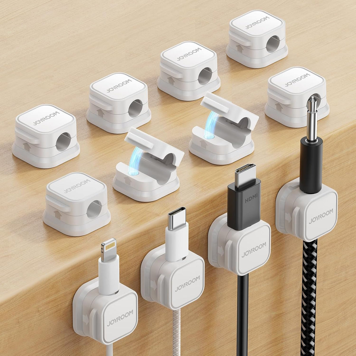 12 Pack Magnetic Cord Holder, Cord Organizer Cable Clip for Desk Management, JOYROOM Smooth Adjustable Cable Clip, Wire Holder Keeper Organizer for Home Office Desk Phone Car Wall Desktop Nightstand