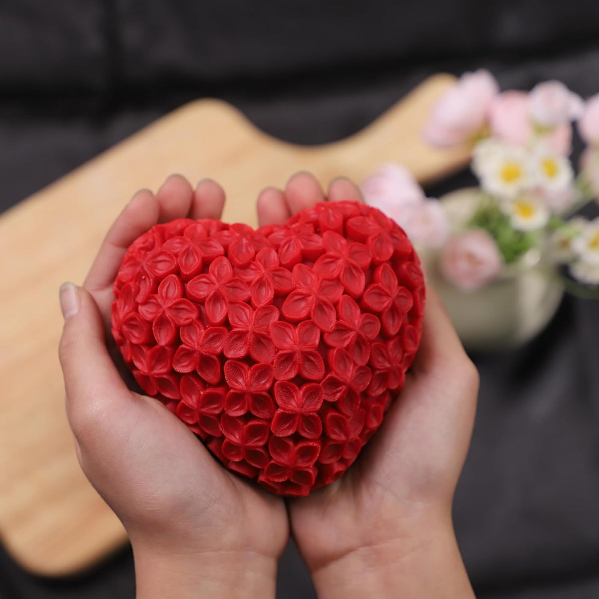 3 Pack Rose Heart & Peony 3D Flower Molds - Silicone Resin Casting Molds for Home Decor & Crafting