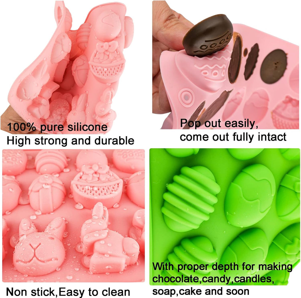 Easter Egg Silicone Mold for Chocolate 5 Packs Egg Shaped Mold Baking Pan for Easter Party Hot Chocolate Bombs Fondant Candy Jelly Dome Mousse Cake