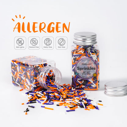 Edible Halloween Sprinkles for Cake Decorating, Halloween Jimmies Sprinkle, Nonpareils Sprinkle, White, Orange, Purple