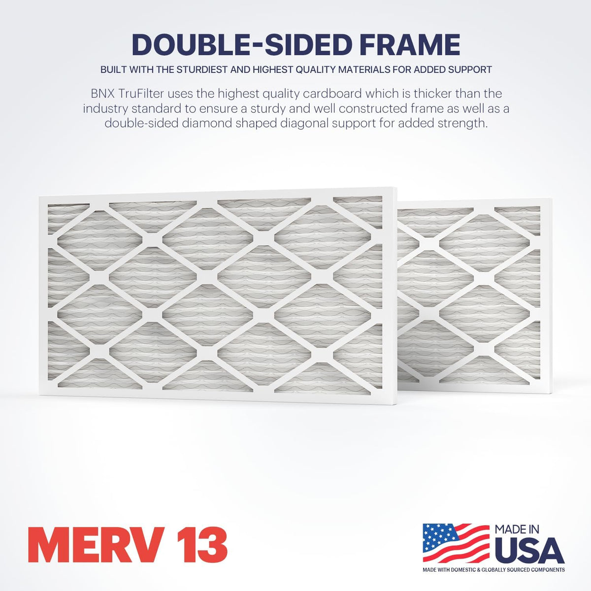 BNX TruFilter 16x30x1 Air Filter MERV 13 (4-Pack) - MADE IN USA - Electrostatic Pleated Air Conditioner HVAC AC Furnace Filters for Allergies, Pollen, Mold, Bacteria, Smoke, Allergen, MPR 1900 FPR 10