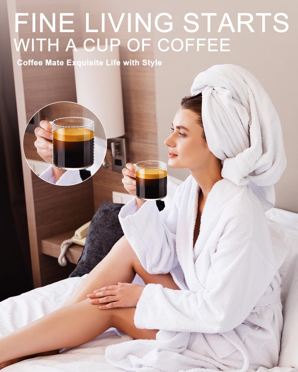 Luxu Glass Coffee Mugs Set of 4,14 oz Clear Coffee Cups,Hand Blown&Seamless Design,Heat Resistant and Explosion-Proof