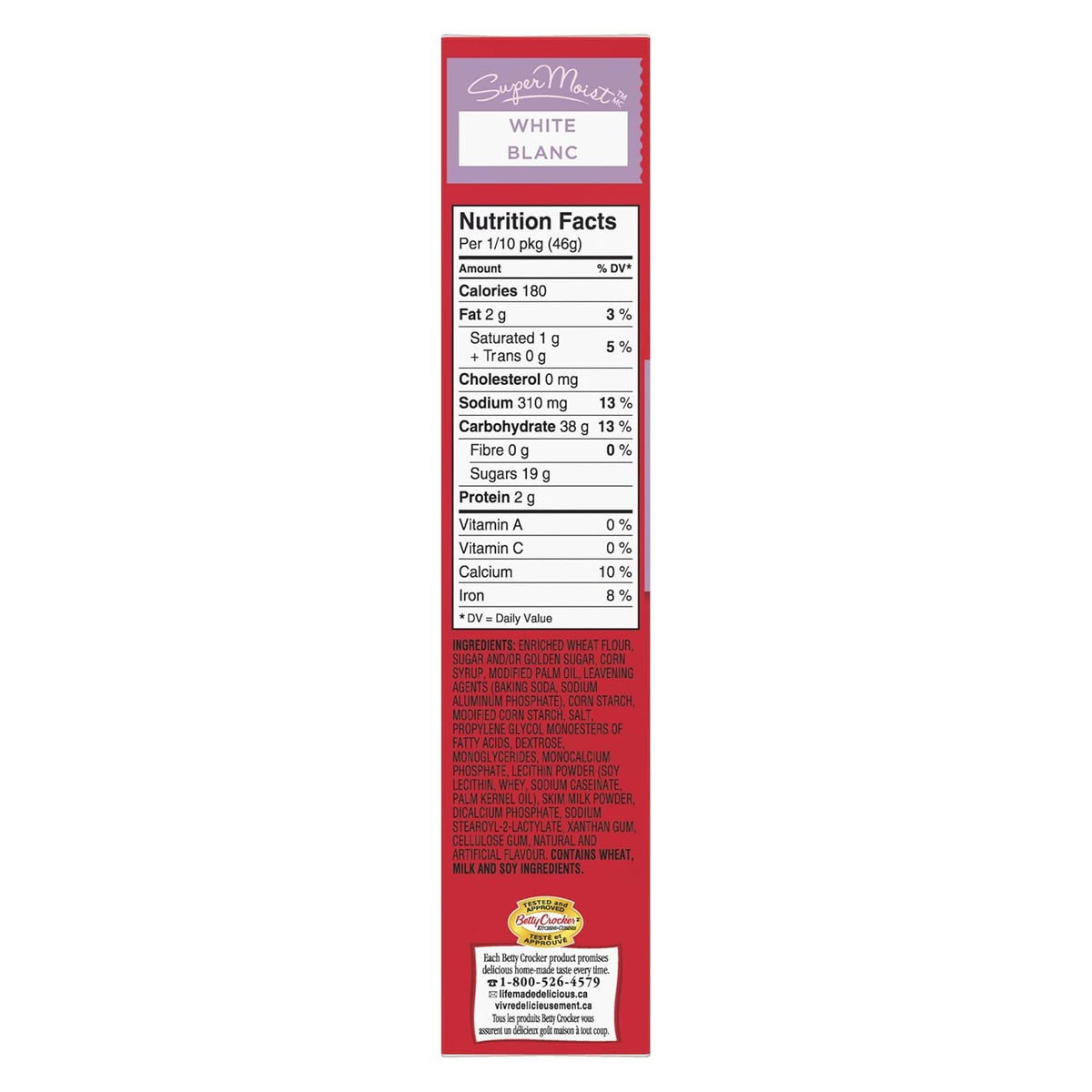 Betty Crocker, SuperMoist White Cake Mix, 461g/16.3oz.