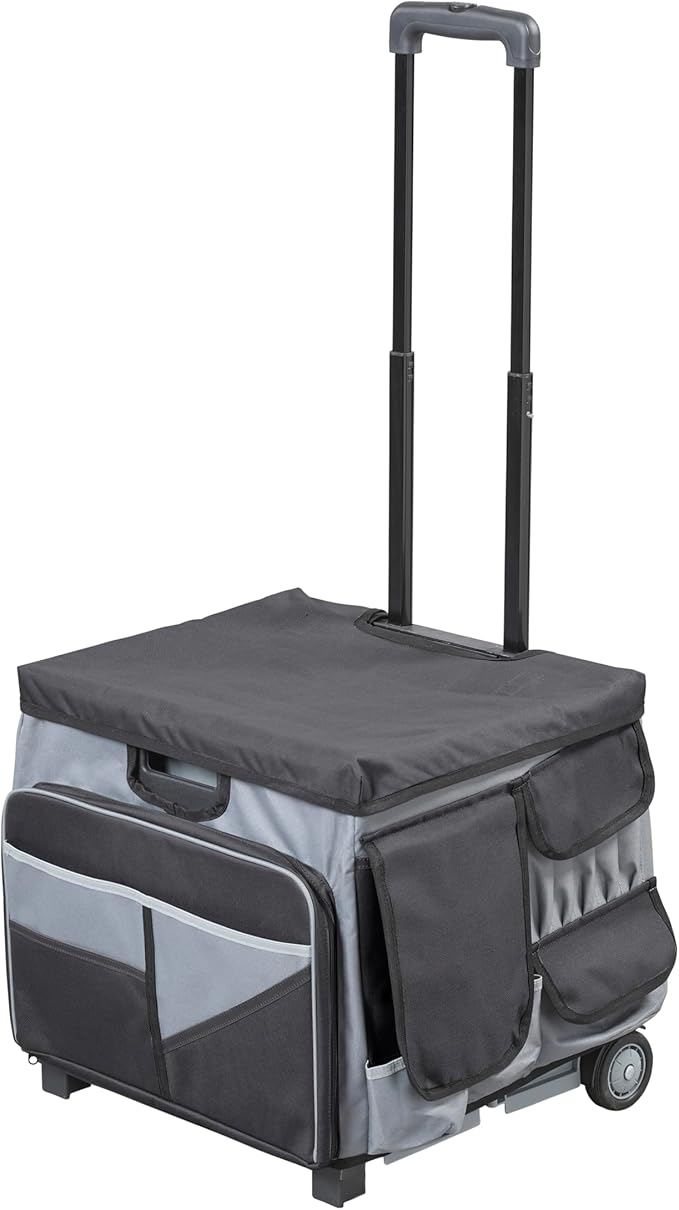 Mobile Utility Cart with Storage Organizer Bag, Rolling Cart, Black/Grey