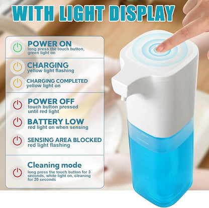 4 Pack Automatic Soap Dispenser Touchless Liquid Soap Dispenser 18.5oz/550ml 4-Level Adjustable Waterproof USB Rechargeable Dispenser Electric Wall Mounted for Bathroom Kitchen Dish Hand Soap
