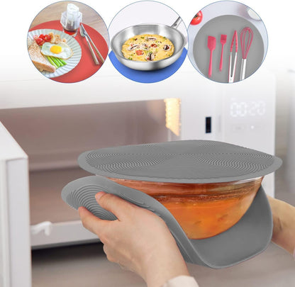 Pack 2,KooMall 12 10 8 Inch Multi-use Microwave Mat, Trivet, Pot Holders, Drying, Baking, Place Mat, Utensils Rest