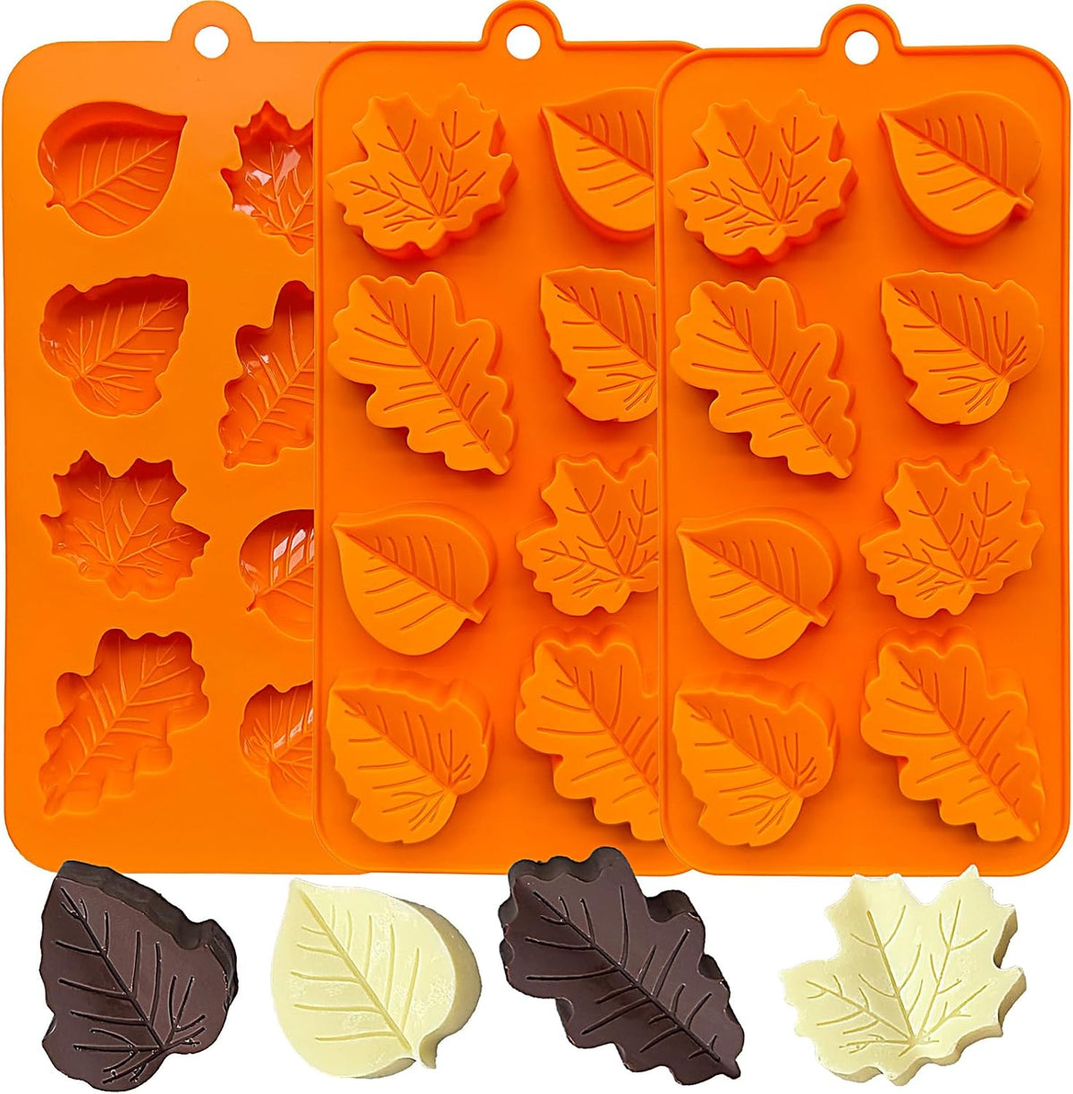 3Pack Fall Chocolate Mold.Maple Leaf Silicone Candy Mold Thanksgiving Ice Cube Molds Autumn Theme Thanksging Baking Molds for Jello Soap Candle Cake