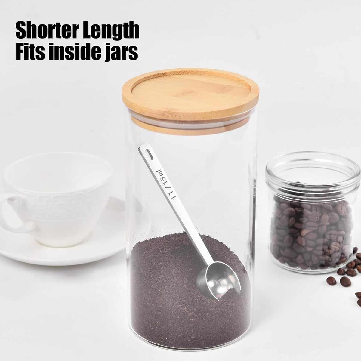18/8 Stainless Steel Coffee Scoop, Doosu Food-Grade Metal Measuring Spoon with 4.3in Long Handle, Tablespoon Scooper for Coffee Beans, Ground Coffee, Espresso, Protein Powders, Tea, Sugar (1 Tbsp)