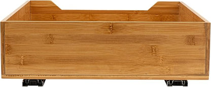 Household Essentials Glidez Bamboo and Steel Pull-Out/Slide-Out Storage Organizer for Under Cabinet Use - 1-Tier Design - Fits Standard Size Cabinet or Shelf, Natural