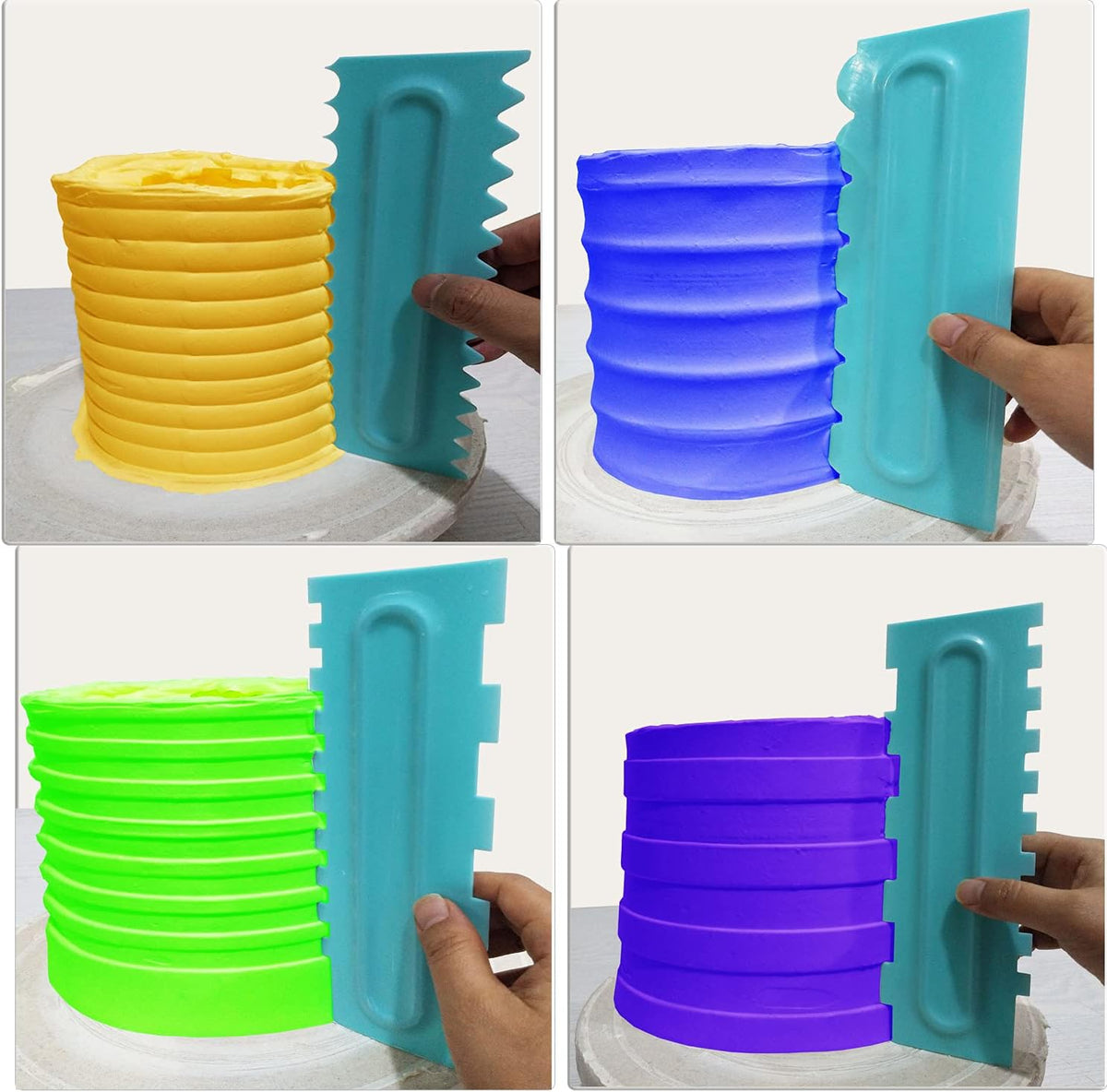 Cake Scraper set of 8 Pack Cake Edge Tools Decorating Icing Smoother Comb,Plastic Sawtooth Decorating Mousse Butter Cream Polisher-16 Design