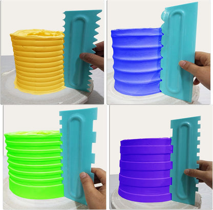 Cake Scraper set of 8 Pack Cake Edge Tools Decorating Icing Smoother Comb,Plastic Sawtooth Decorating Mousse Butter Cream Polisher-16 Design