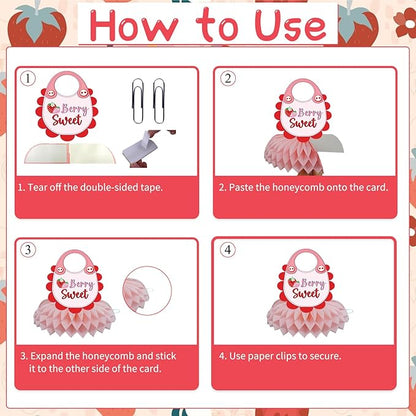 Strawberry Baby Shower Decorations - 9PCS Berry Sweet Baby Shower Decorations Supplies A Berry Sweet Baby Is on the Way Decor Strawberry Honeycomb Centerpieces Baby Shower Party Table Decor