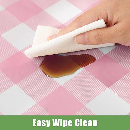 Smiry 20 Pack Pink Gingham Disposable Tablecloths - 54" x 108" Heavy Duty Plastic Table Cloth, Waterproof Buffalo Plaid Table Covers for Picnic, Banquets, Outdoor Parties