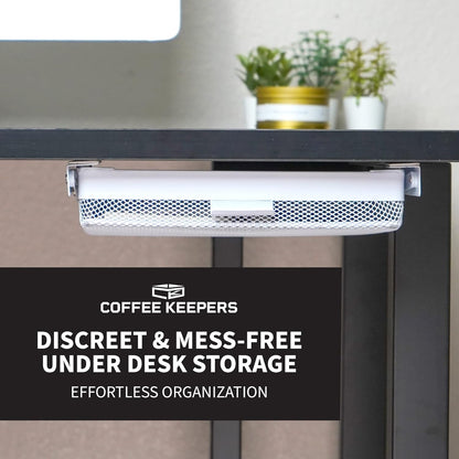 Anything Keeper - Organizer for Home, Kitchen, Bathroom, RV, Small Spaces - Storage Organizers - Compact Metal Basket - Under Cabinet Holder - Easy Install - Holds Strong - 11 x 10 x 2in - White
