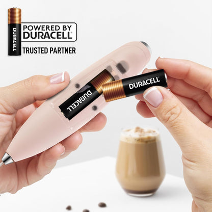 Zulay Kitchen Tornado Whisk Milk Frother with 4 AA Duracell Batteries - Triple Whisk for More Power - Handheld Coffee Frother with Stand