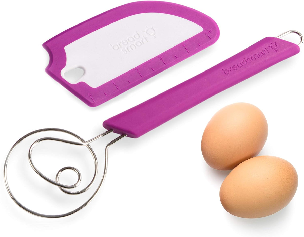 Artisan Bread Whisk and Bench Scraper Duo - Essential Dough Mixer Tools - Sourdough Bread Baking Supplies