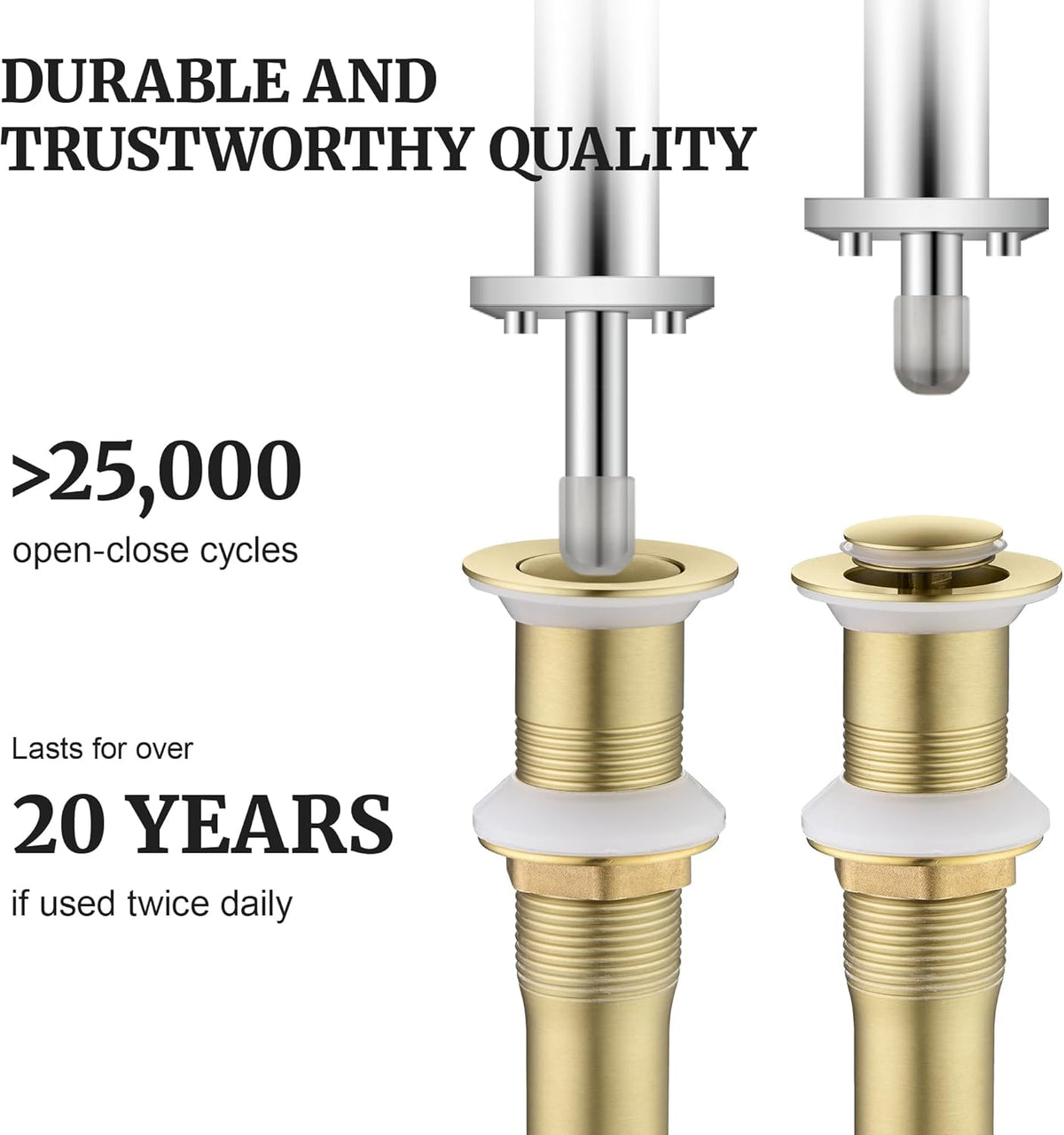 Pop up Sink Drain Stopper for Bathroom Vessel Vanity Sink Art Basin Brushed Gold, Small Cap Without Overflow, Metal Pop-up Drain Strainer with Detachable Basket Stopper