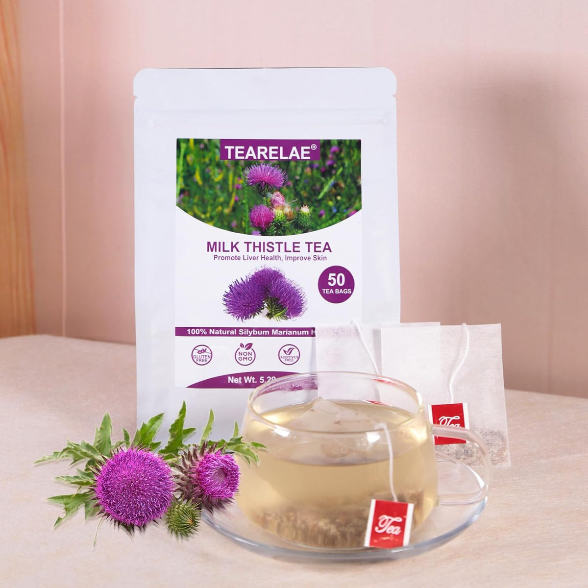 Tearelae - Milk Thistle Tea - 3g x 50 Count - 100% Natural Milk Thistle Seeds Tea Bags - Non-GMO