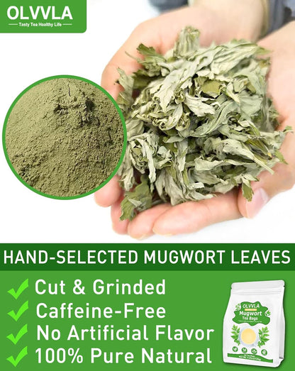 Olvvla - Premium Mugwort Tea - 2g X 60 Count - 100% Pure Natural Mugwort Tea Bag - Caffeine-free - Mugwort Herb Dried