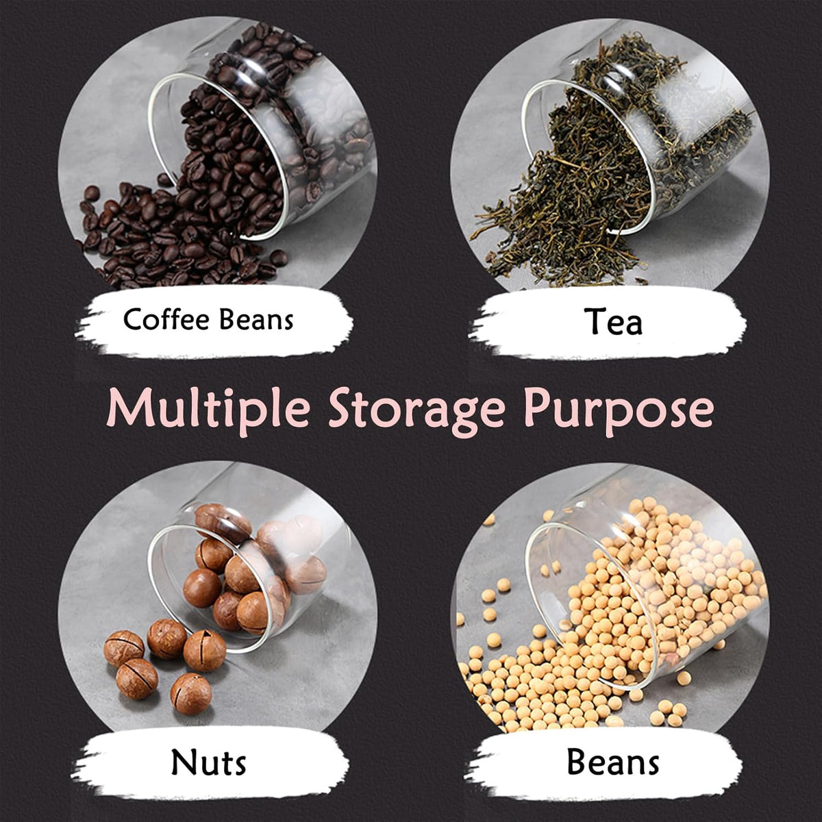 LOEZ Coffee Bean Storage Container Airtight, Lid Sealed with Press-Down Vacuum, Borosilicate Glass Coffee Canister, Food Storage, Coffee Bar for Ground Coffee, Tea, Beans, Spices (Large - Clear)