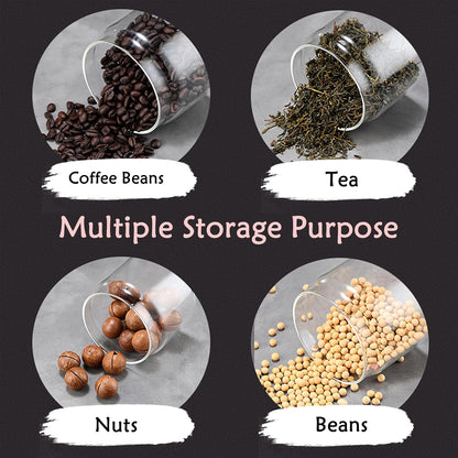 LOEZ Coffee Bean Storage Container Airtight, Lid Sealed with Press-Down Vacuum, Borosilicate Glass Coffee Canister, Food Storage, Coffee Bar for Ground Coffee, Tea, Beans, Spices (Large - Clear)