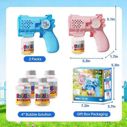 EagleStone Bubble Guns Machine for Toddlers, Automatic Light Up Bubble Blower with 4 Pre-Filled Bubble Solution, 10,000 Bubbles/Minute, Outdoor, Birthday, Easter, for Boys and Girls 3+