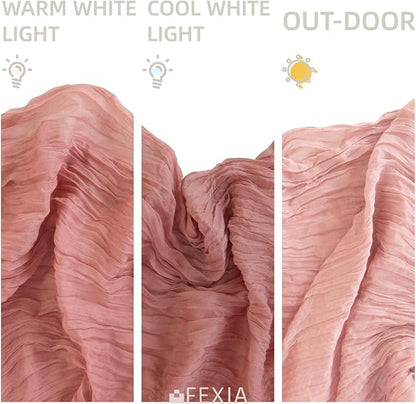 FEXIA Dusty Rose Pink Table Runner Cheesecloth for Valentines Day Decorations 35x120 Inches Spring Easter Table Runner for Wedding Decor Reception Bridal Shower Centerpiece Engagement Decoration