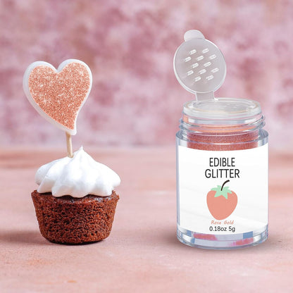 Rose Gold Edible Glitter for Cakes Drinks - Colaele 5 grams Food Grade Luster Dust Glimmer Powder Metallic Fancy Food Decorating Sprinkle Brew