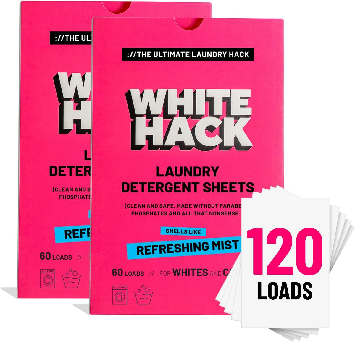 Laundry Detergent Sheets | Clothes Detergent Laundry Soap Sheets for Travel - Mess-Free, Ultra Concentrated, Recyclable Packaging, Stain Fighting - Refreshing Mist Scent, 120 Count