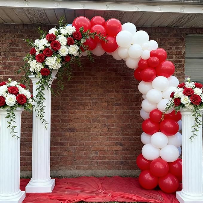 60pcs Red and White Balloons Kit, 12 Inch White Red Party Latex Balloons for Birthday, Graduation, 4th of July, Sports Party & Patriotic Party Decorations