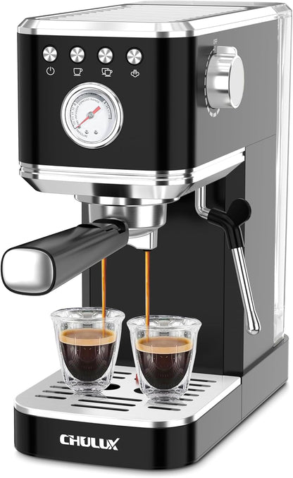 Chulux Slim Espresso Machine with Milk Frother Steam Wand, 20 Bar Professional Italian Pump Semi Automatic Espresso Coffee Machine for Home