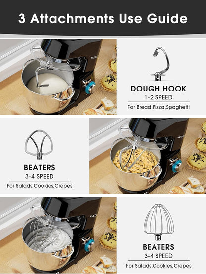 Stand Mixer, 9.5 Qt 660W, 6-Speed Tilt-Head Food Dough Mixer, Electric Kitchen Mixer with Dough Hook, Flat Beater & Wire Whisk, Mixing Bowl (9.5-QT