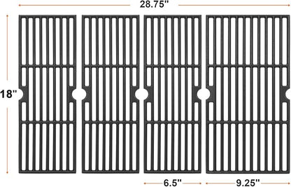 Cast Iron Grill Grates and Stainless Steel Grill Part Kit for Charbroil Performance 5 Burner Grills 463275717 463275517 463243518 463243519, Heat Plates, Burners, Adjustable Crossover Tube, Ignition