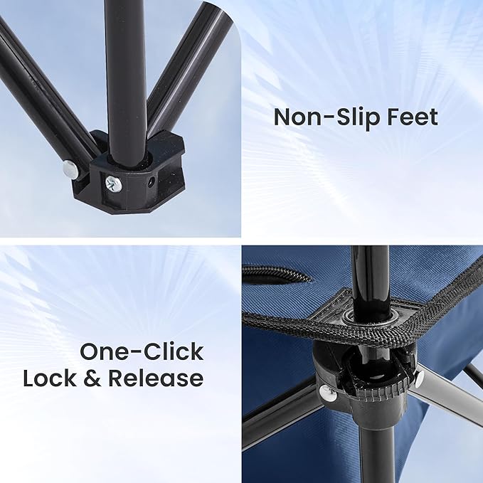 Portable Outdoor Folding Camping Table with 4 Cup Holders & Cooler Compartment, Waterproof Picnic Table for Picnic, BBQ, Beach, Hiking (Dark Blue, 1 PCS)