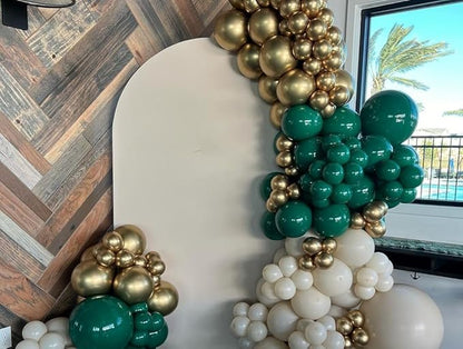 Lukiituke Dark Green Balloons,Green and Gold Balloons Arch Kit, 124Pcs Gold Latex Balloons 4 Size for Birthday,St.Patrick's Day,Graduation,Jungle Party Decorations