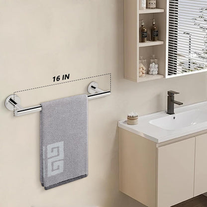 NearMoon Bath Towel Bar, Bath Accessories Thicken Stainless Steel Shower Towel Rack for Bathroom, Towel Holder Wall Mounted (1 Pack, Chrome Finish, 16 Inch)