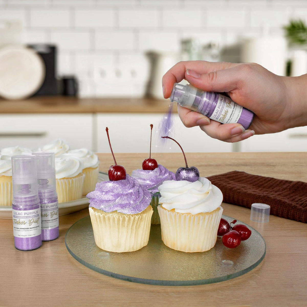 Bakell - Lilac Purple Tinker Dust (4g, 1x Mini Spray Pump) Edible Glitter for Food, Desserts, and Beverages!
