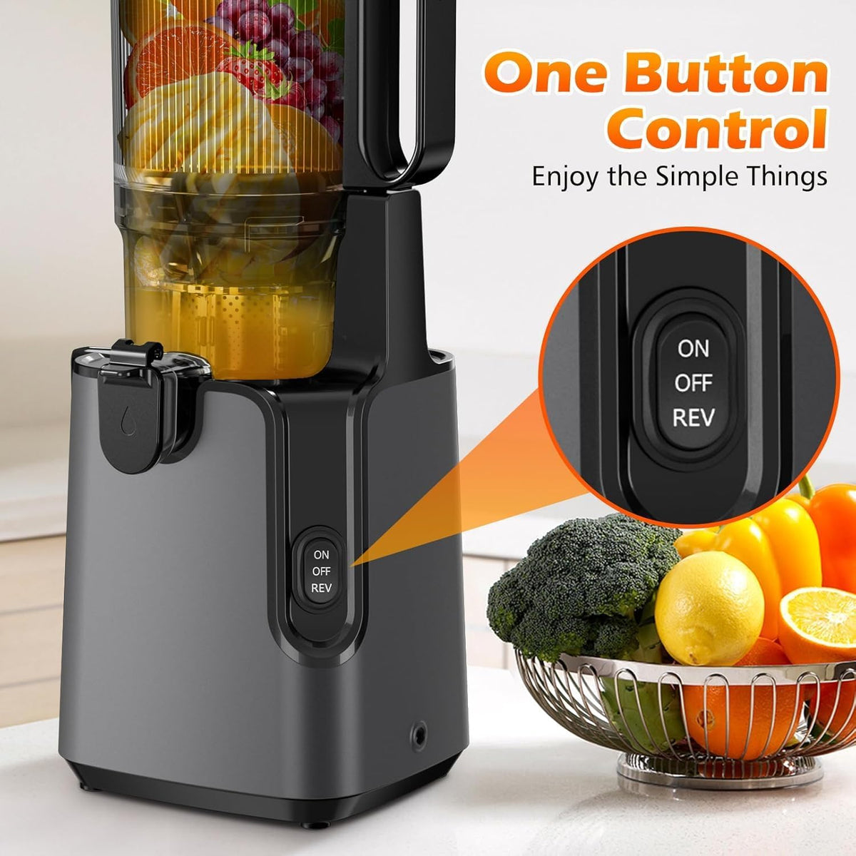 Juicer Machines with 5.8" Large Feed Chute, Cold Press Juicer For Whole Vegetables and Fruits, 400W Professional Slow Masticating juicer Easy to Clean for Batch Juicing (Titanium Gray)