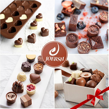 Joersh 5PCS Silicone Chocolate Molds for Candy, Fat Bombs Snacks & Truffles, 9 Shapes 93 Cavities Candle Soap Wax Melts Mold (Square, Round, Heart