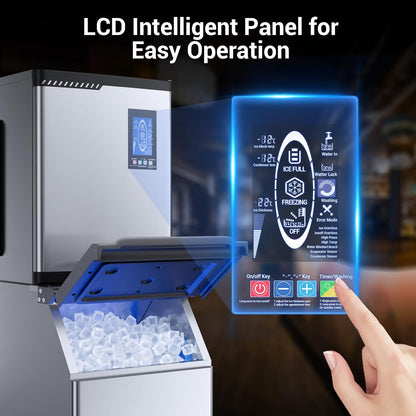 Commercial Ice Maker Machine 680lbs/24H, Ice Ready in 5-15 min, 450lbs Large Storage Bin, Ice Machine Stainless Steel with Water Line Hookup Self-Cleaning Function,30 Adjustable Ice Thicknesses