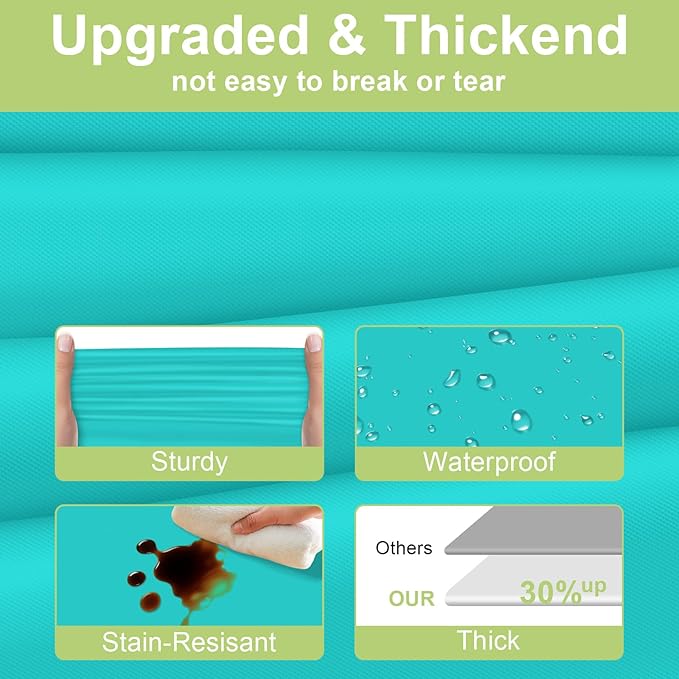QIKSION Teal Plastic Table Cloth Disposable 2 Pack, 54 x 108 Inch Tablecloths for Easter Party, Summer, Turquoise Rectangle Table Cover