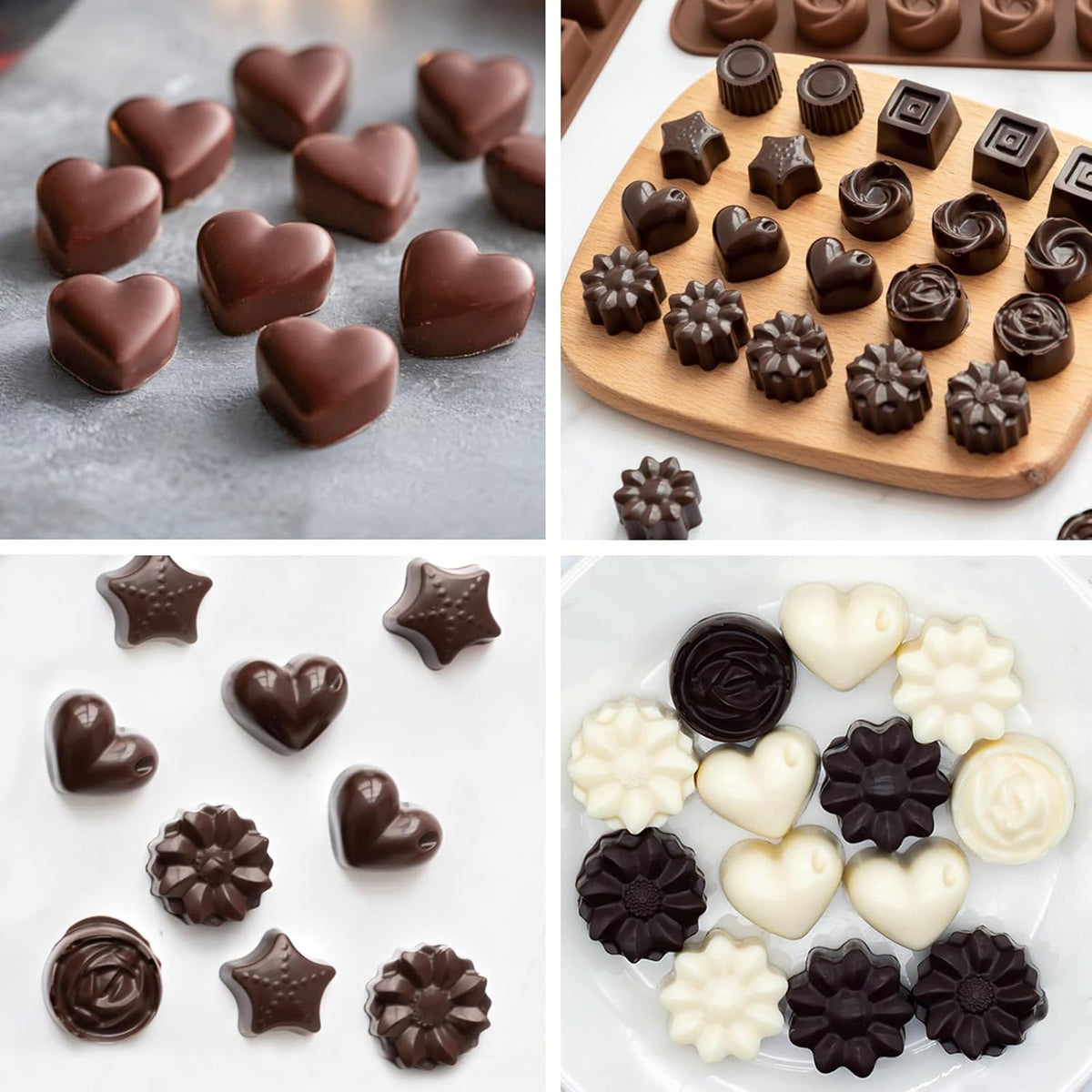 6 Pack Chocolate Molds Candy Molds Silicone, Food-Grade Non-Stick Jello Mold, Crayon Mold, Silicone Baking Mold, BPA Free, including Flower, Heart