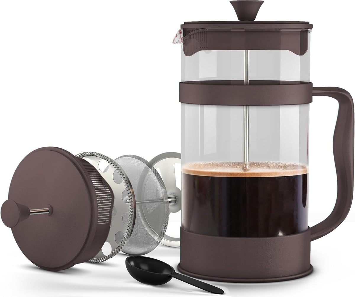 Utopia Kitchen 12 Ounce 0.35 Liter French Press Coffee Maker, Tea Maker, Travel Coffee Presses, Heat Resistant Thickened Borosilicate Coffee Pot for Camping Travel Gifts, Deep Taupe Pack of 1