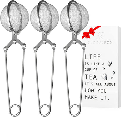 Snap Ball Tea Strainer 3 Pack Tea Infuser with Handle Tea Mesh Infuser Snap Ball Strainer Steep Loose Leaf Tea Infuser Fine Mesh Ball Tea Filter
