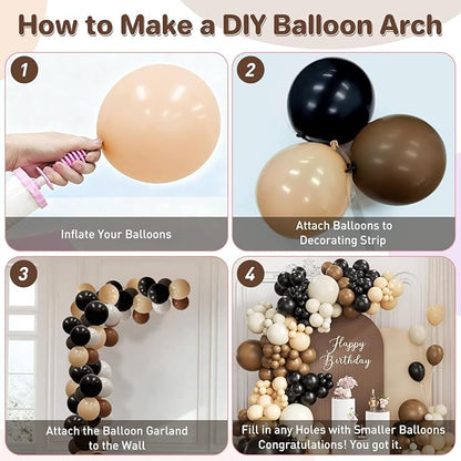 Black Brown Nude White Balloon Garland Arch Kit, 167Pcs Western Cowboy Balloons for Boy First Rodeo Wild West Country Birthday Farm Boho Chic Baby Shower Wedding Party Decorations