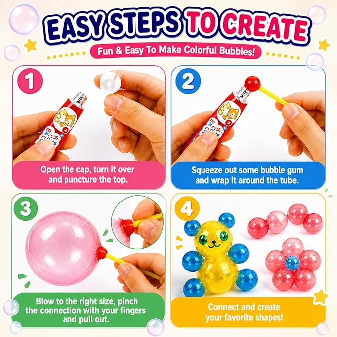 20 Pack Blow Plastic Bubbles Tubes for Kids – Magic Bubble Balloon Toys, 90s Nostalgia Blowing Bubble Ball Kit for Party Favors, Gifts, Outdoor Play & Craft Fun