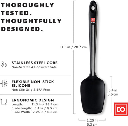 DI ORO Seamless Series Silicone Spoon Spatula - BPA Free Pro-Grade Non-Stick 600ºF Heat-Resistant Rubber Spoonula
