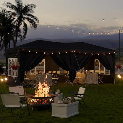 Aoxun 10x20 Pop Up Canopy Tent with 6 Removable Sidewalls, One Push Party Tent Waterproof Outdoor Canopy with 3 Adjustable Height, Portable Tents for Parties, Wedding, Commercial, Market