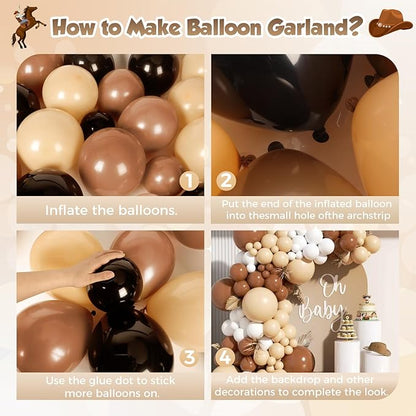 Neutral Balloon Garland Arch Kit 166Pcs, Boho Brown White Nude Balloon Arch, Different Sizes Brown Balloon for Woodland Birthday Teddy Bear Baby Shower Wedding Neutral Party Decoration